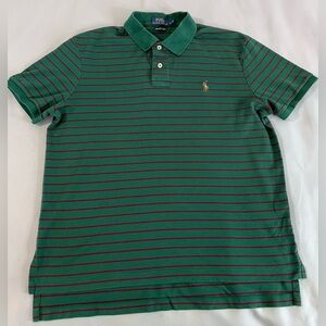 Polo Ralph Lauren Polo Shirt Adult  Green Red  Striped Pony Men’s Sz‎ Large